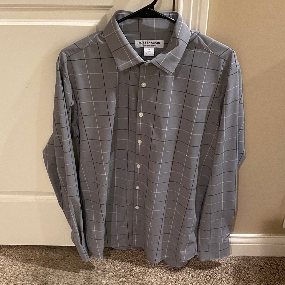 Mizzen+Main Men's Gray Plaid Dress Shirt